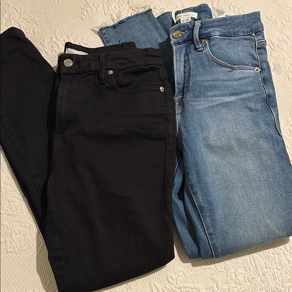 Good American | Good Legs Lot of 2 Jeans in Light Wash Blue and Black - Size 28